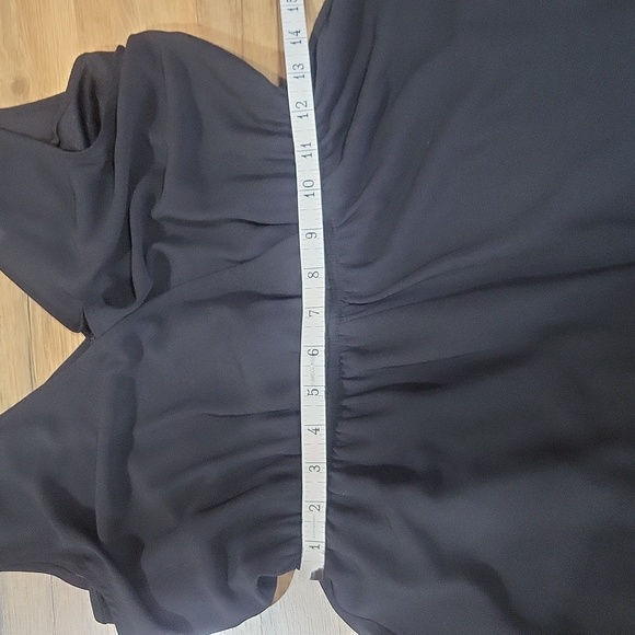 ASTR The Label - Black Sheer Overlay V-Neck Sleeveless Ruffle Embellished Romper - Picture 12 of 16